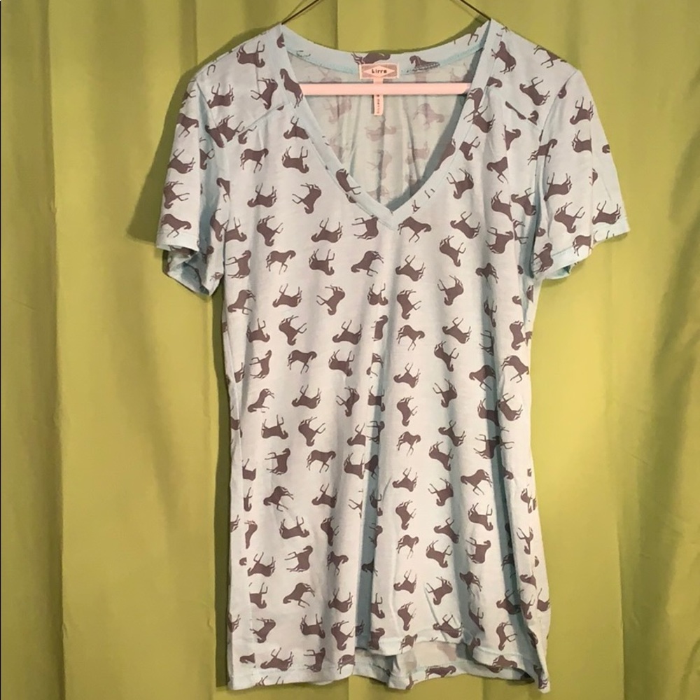 Mint and Grey Horse Print T-shirt